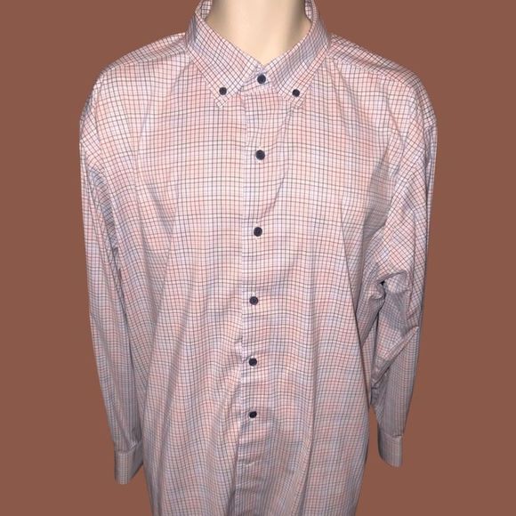 David Donahue Fusion Performance Check Button Down Collar Dress Shirt XXL 18.5 - Picture 2 of 4